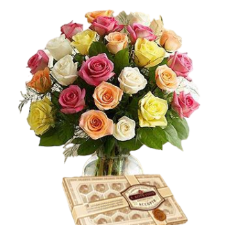 25 colorful roses with chokolates | Flower Delivery Armavir