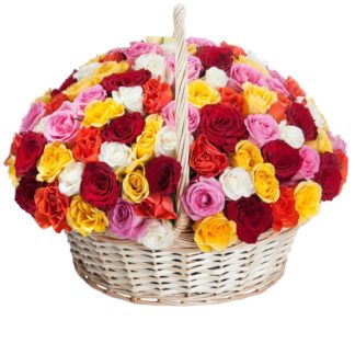 51 colorful roses in the basket | Flower Delivery Armavir
